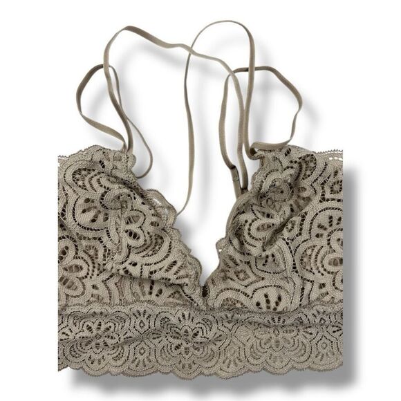 Aerie Light Brown Lace Bralette Bra Size Medium - Picture 2 of 5